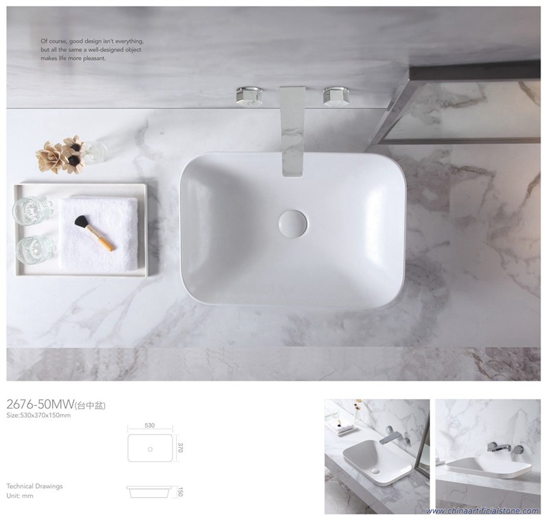 Modern Retangle Semi Countertop Basin 530x370x150mm