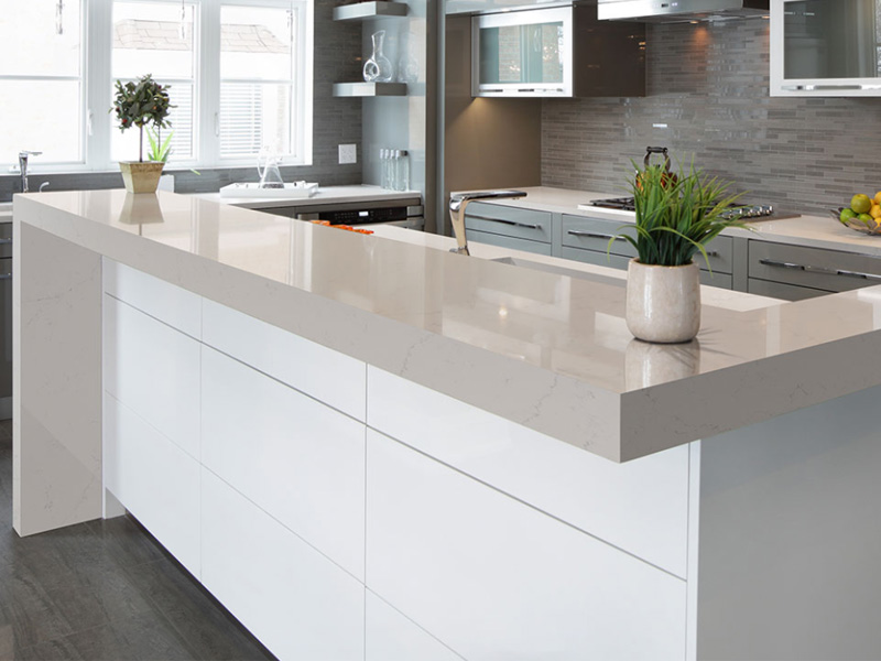 Alabaster White Quartz Kitchen Worktop Marble Look Quartz Slab