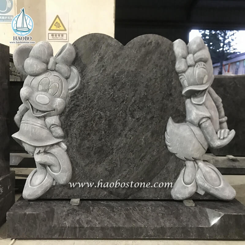 Baham Blue Granite Cartoon Minnie Mouse with Daisy Duck Tombstone