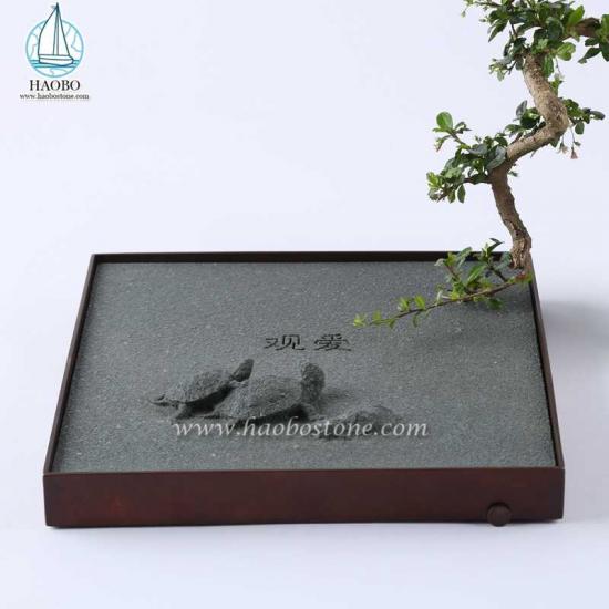 Natural Granite China Design Turtle Carving Square Tea Tray
